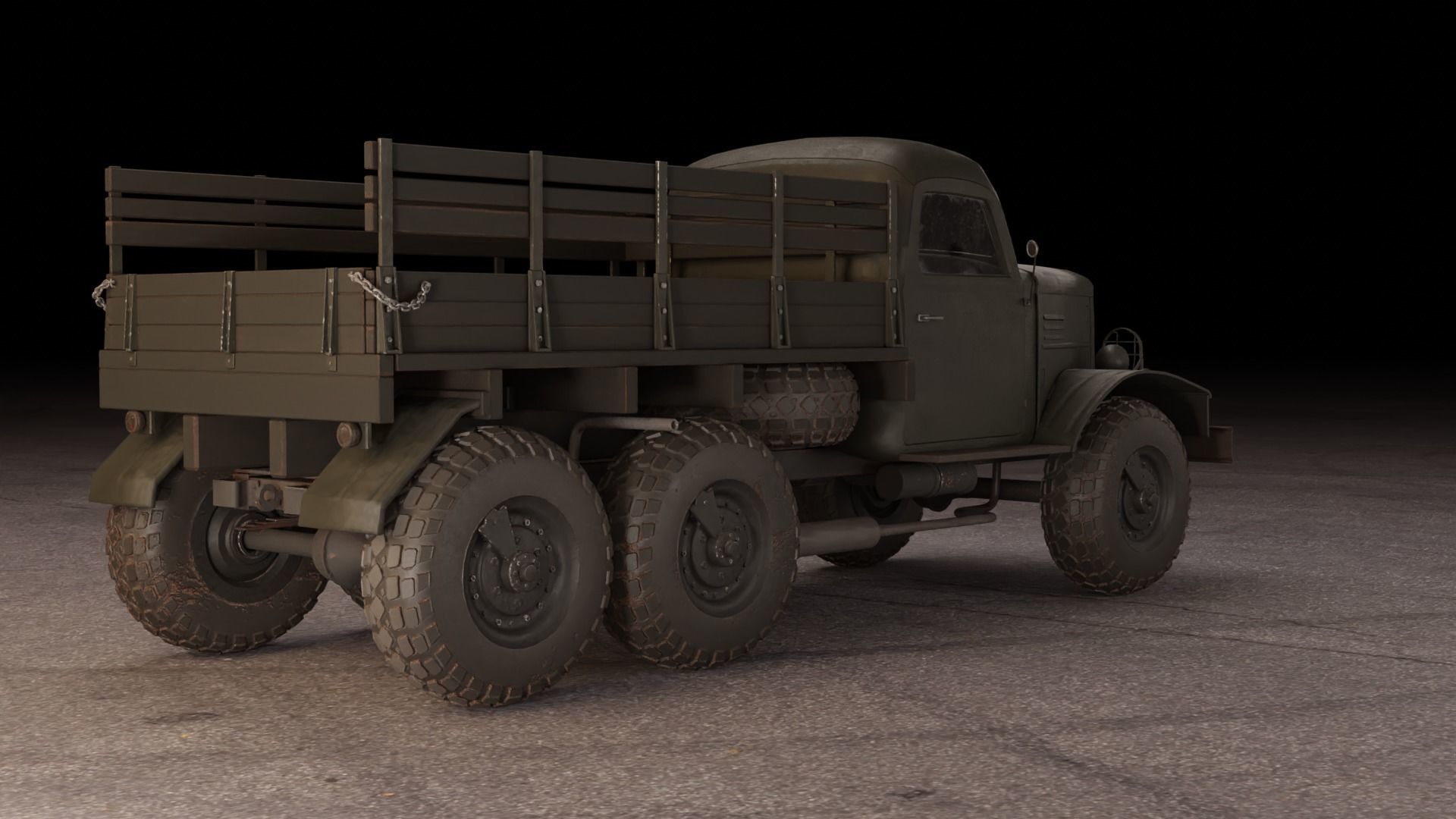 Soviet Military Truck ZiL 157 Low-poly 3D model_2