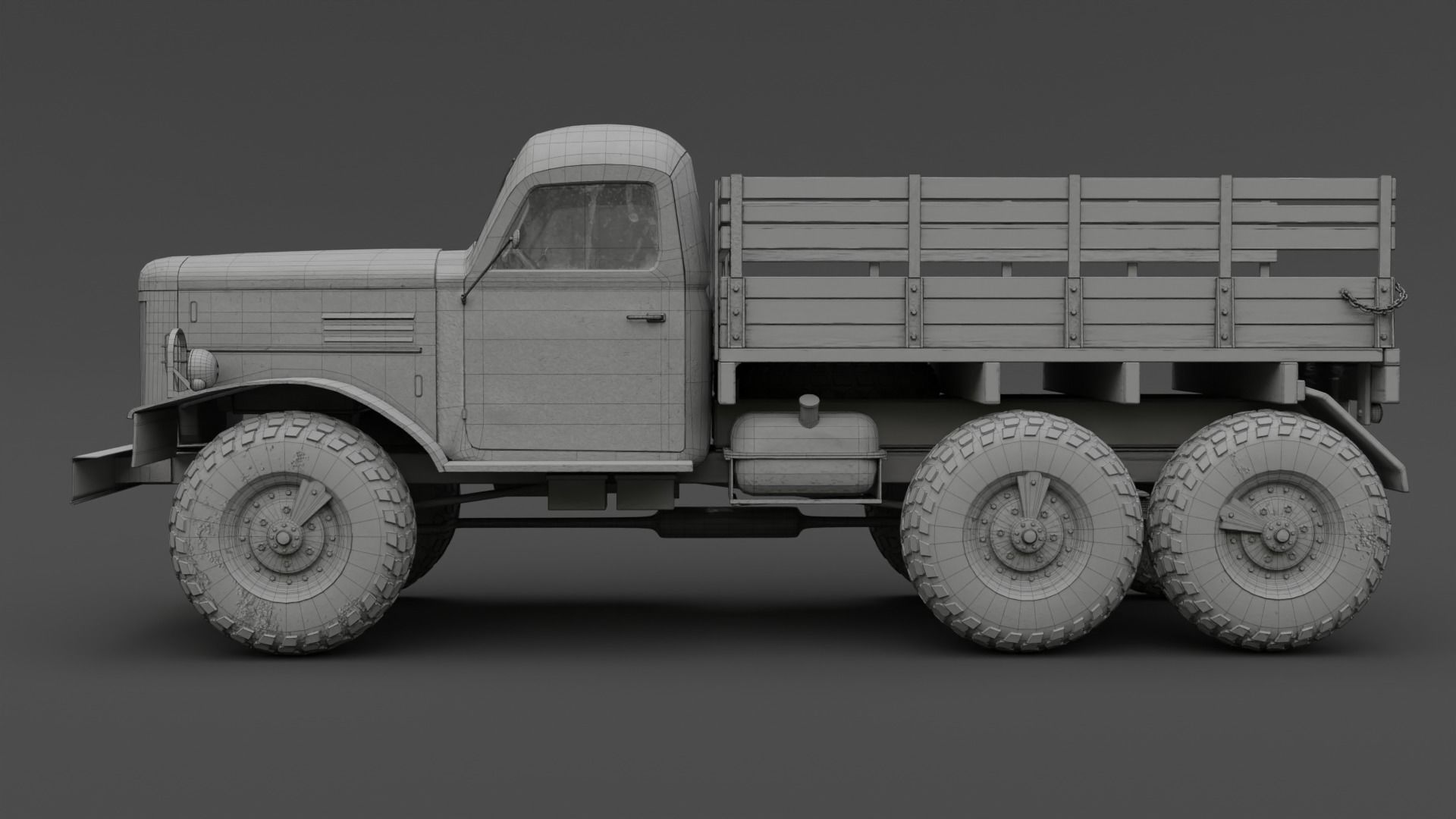 Soviet Military Truck ZiL 157 Low-poly 3D model_16
