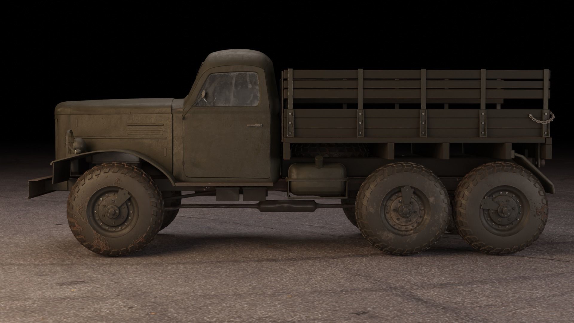 Soviet Military Truck ZiL 157 Low-poly 3D model_7