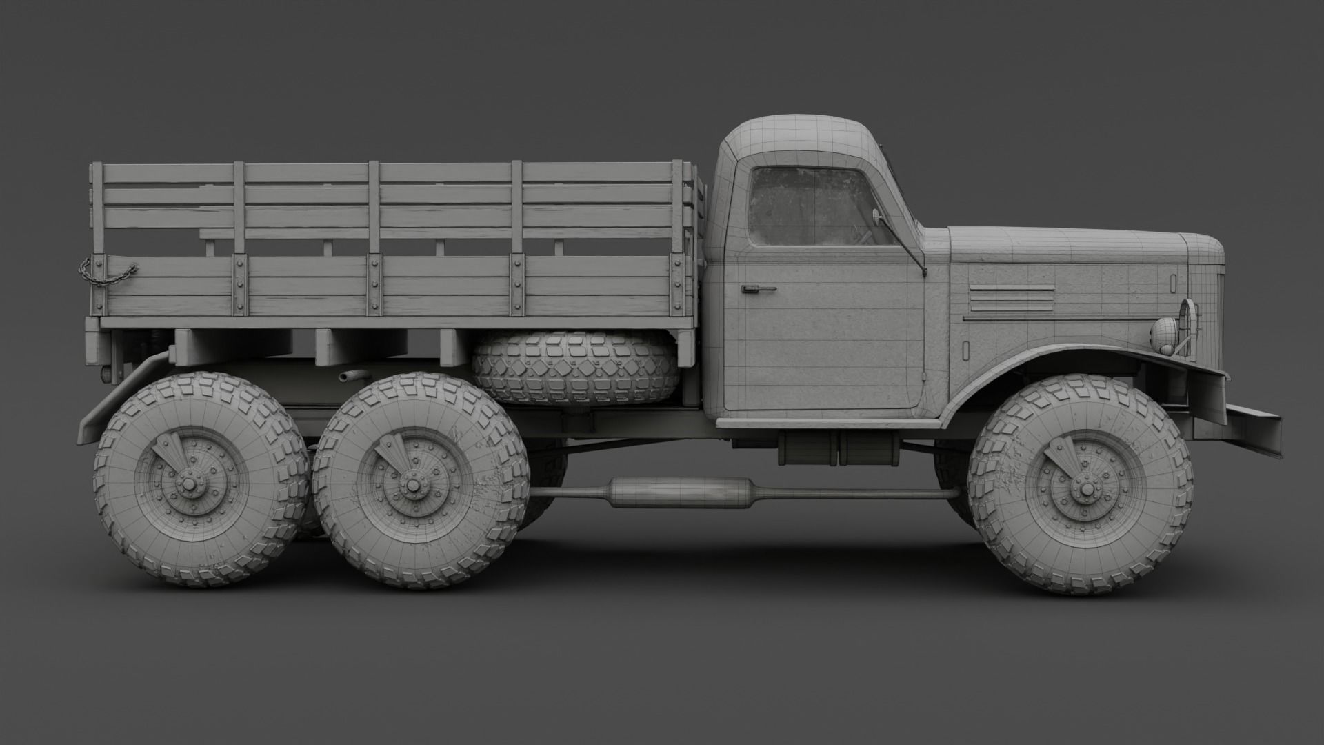 Soviet Military Truck ZiL 157 Low-poly 3D model_15