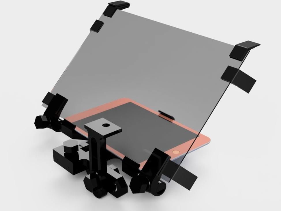 Teleprompter tripod with tablet 3D print model_24