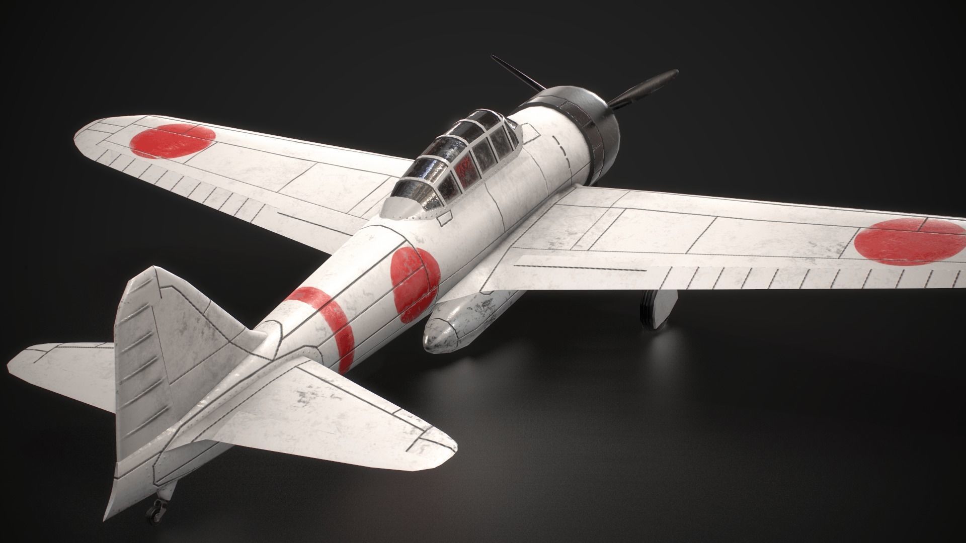 Mitsubishi A6M Zero Low-poly 3D model_9