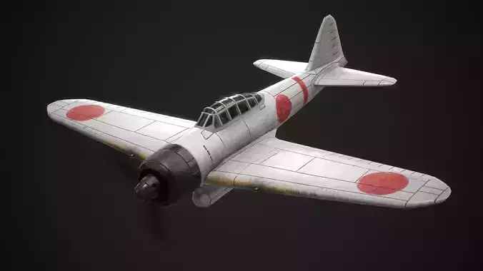 Mitsubishi A6M Zero Low-poly 3D model