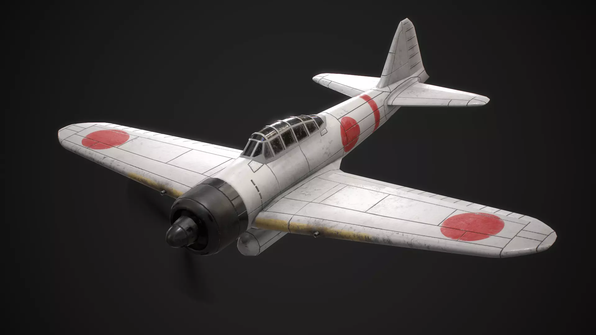 Mitsubishi A6M Zero Low-poly 3D model_0