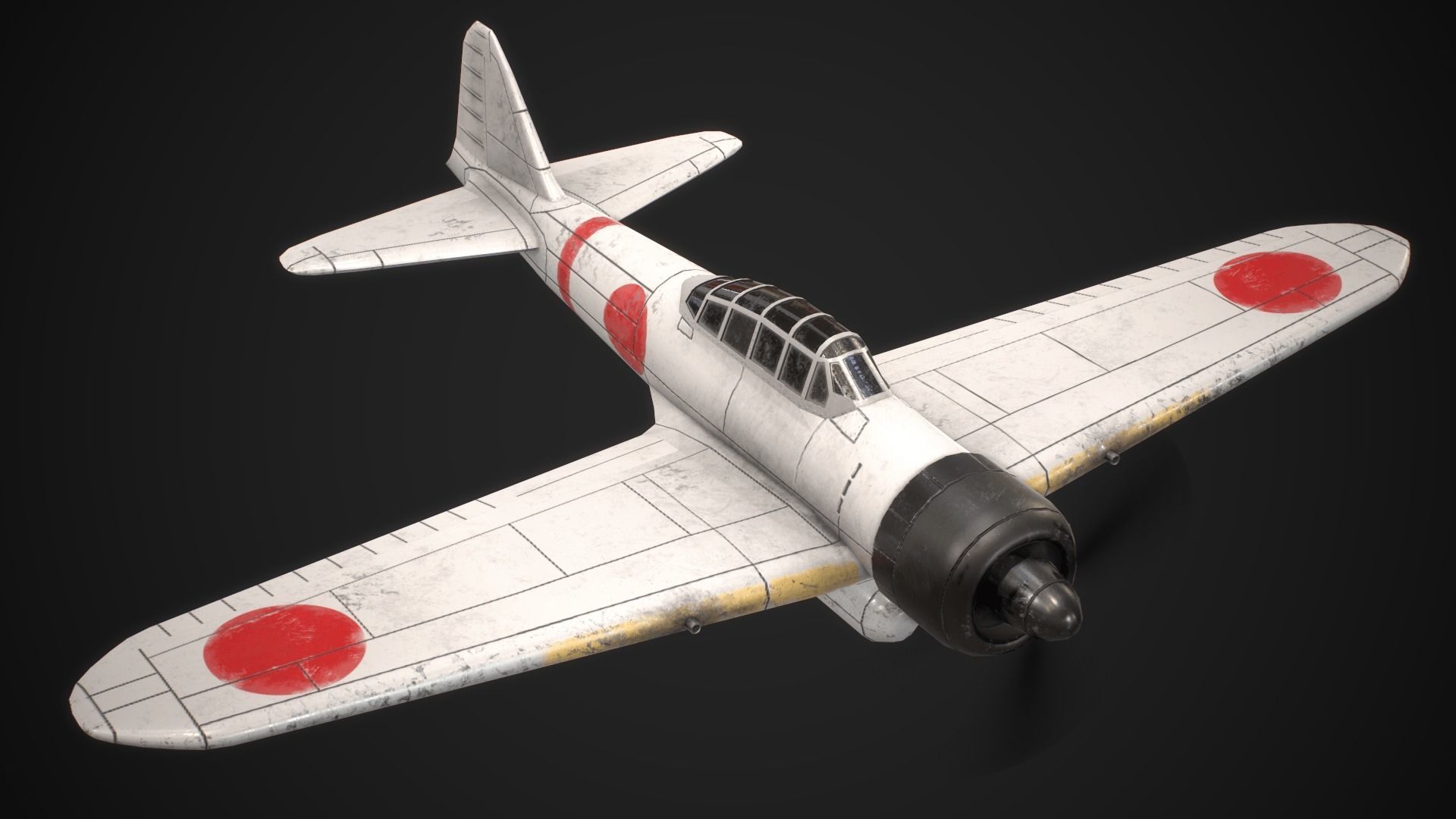 Mitsubishi A6M Zero Low-poly 3D model_2