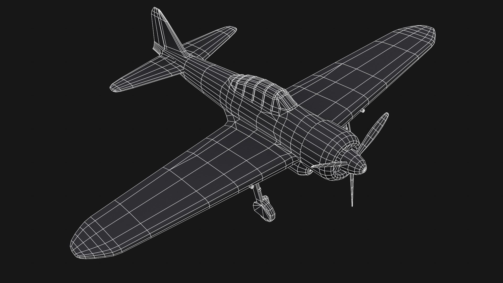Mitsubishi A6M Zero Low-poly 3D model_13