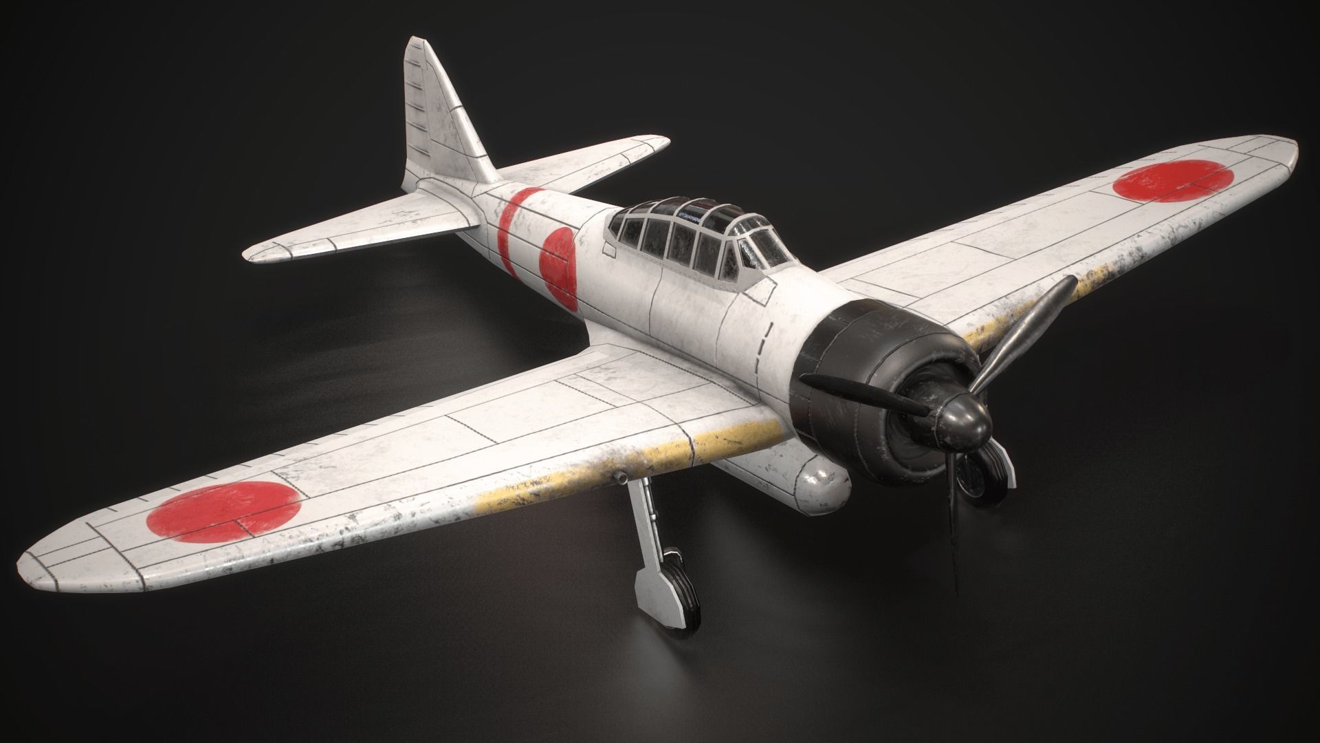 Mitsubishi A6M Zero Low-poly 3D model_7