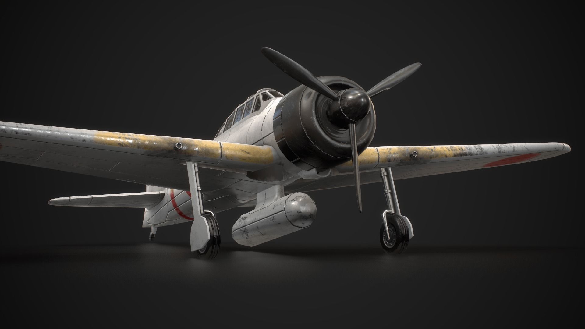 Mitsubishi A6M Zero Low-poly 3D model_6
