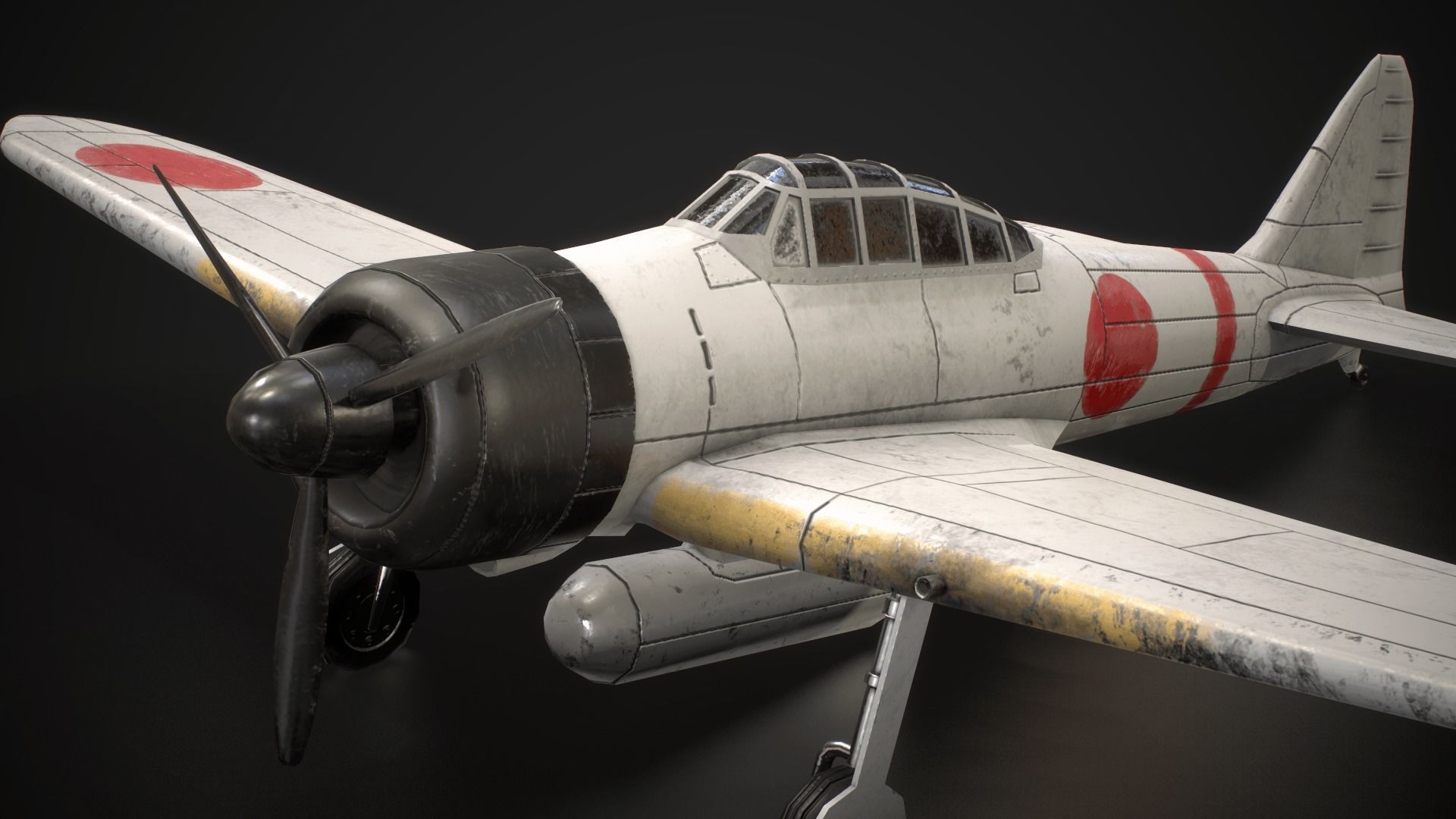 Mitsubishi A6M Zero Low-poly 3D model_8