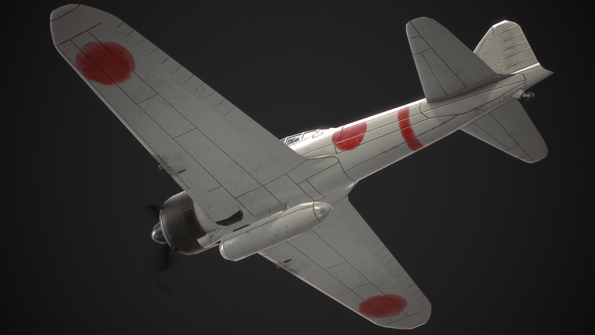 Mitsubishi A6M Zero Low-poly 3D model_5