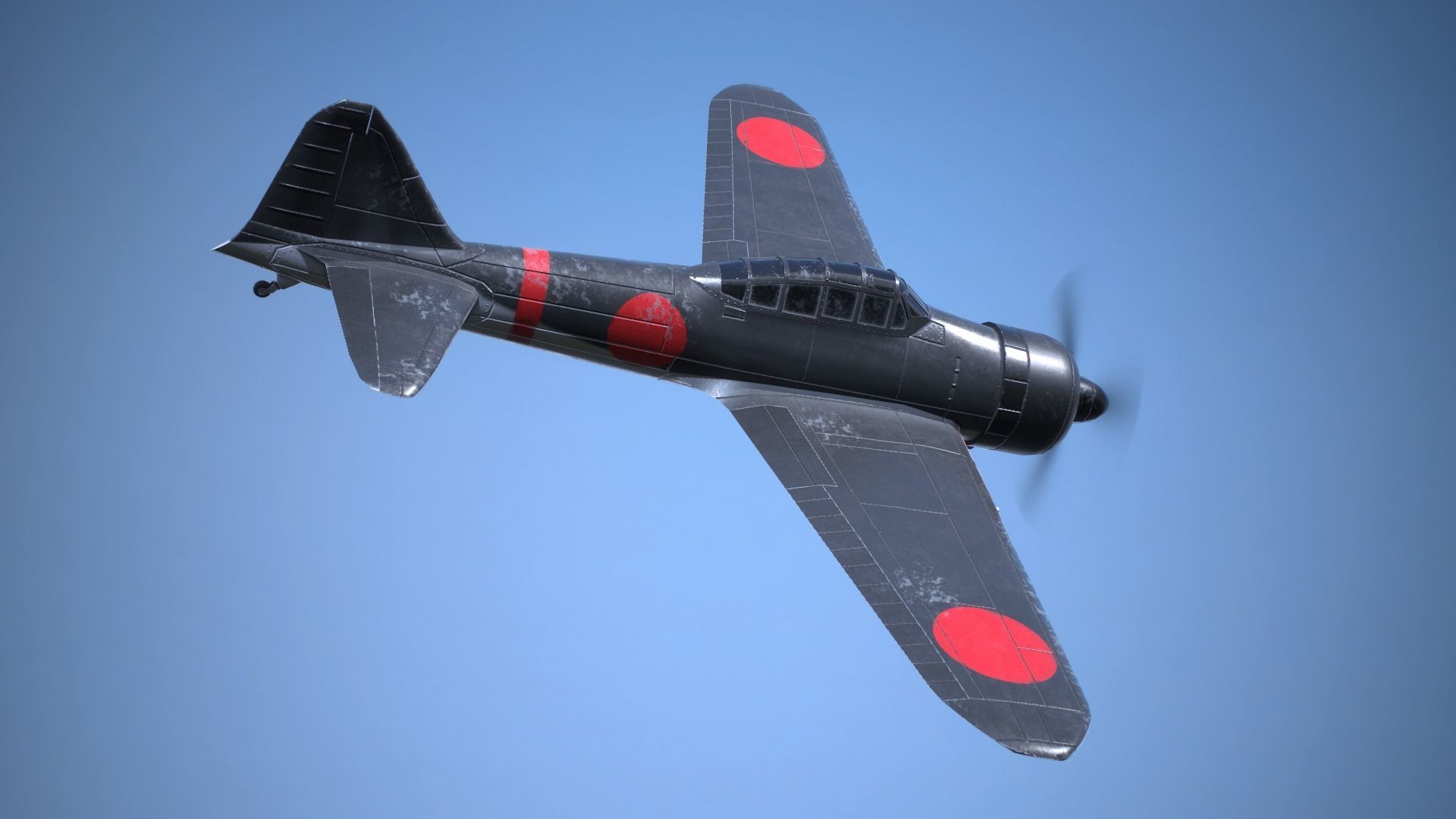 Mitsubishi A6M Zero Low-poly 3D model_12
