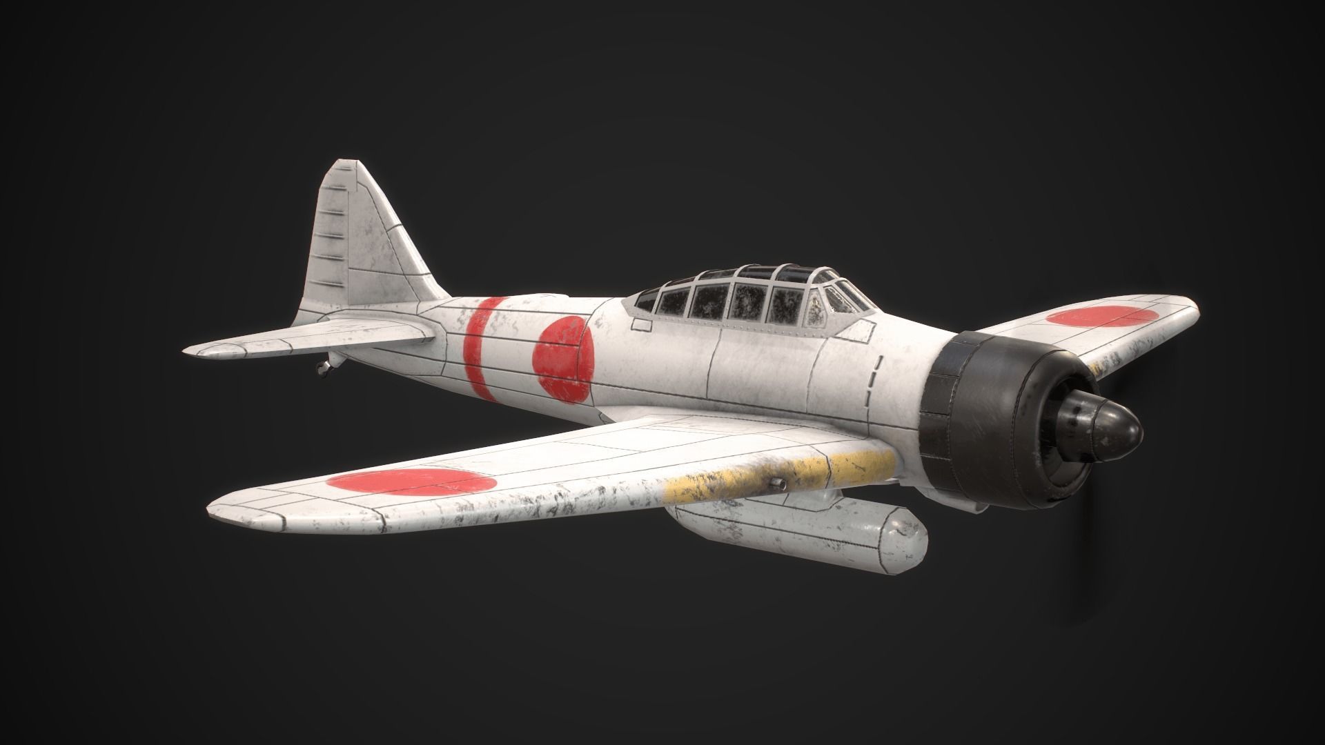 Mitsubishi A6M Zero Low-poly 3D model_4