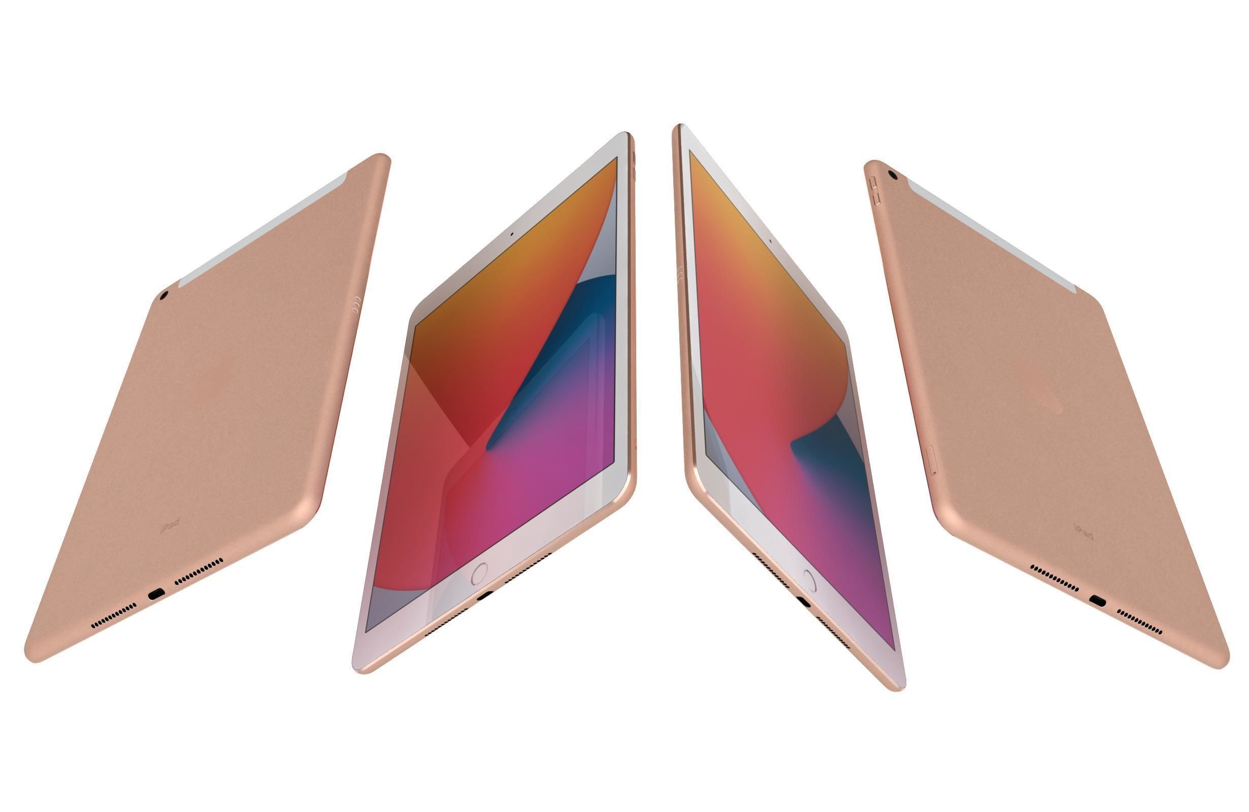 Apple iPad 8 10 2 2020 WiFi and Cellular Gold 3D model_5