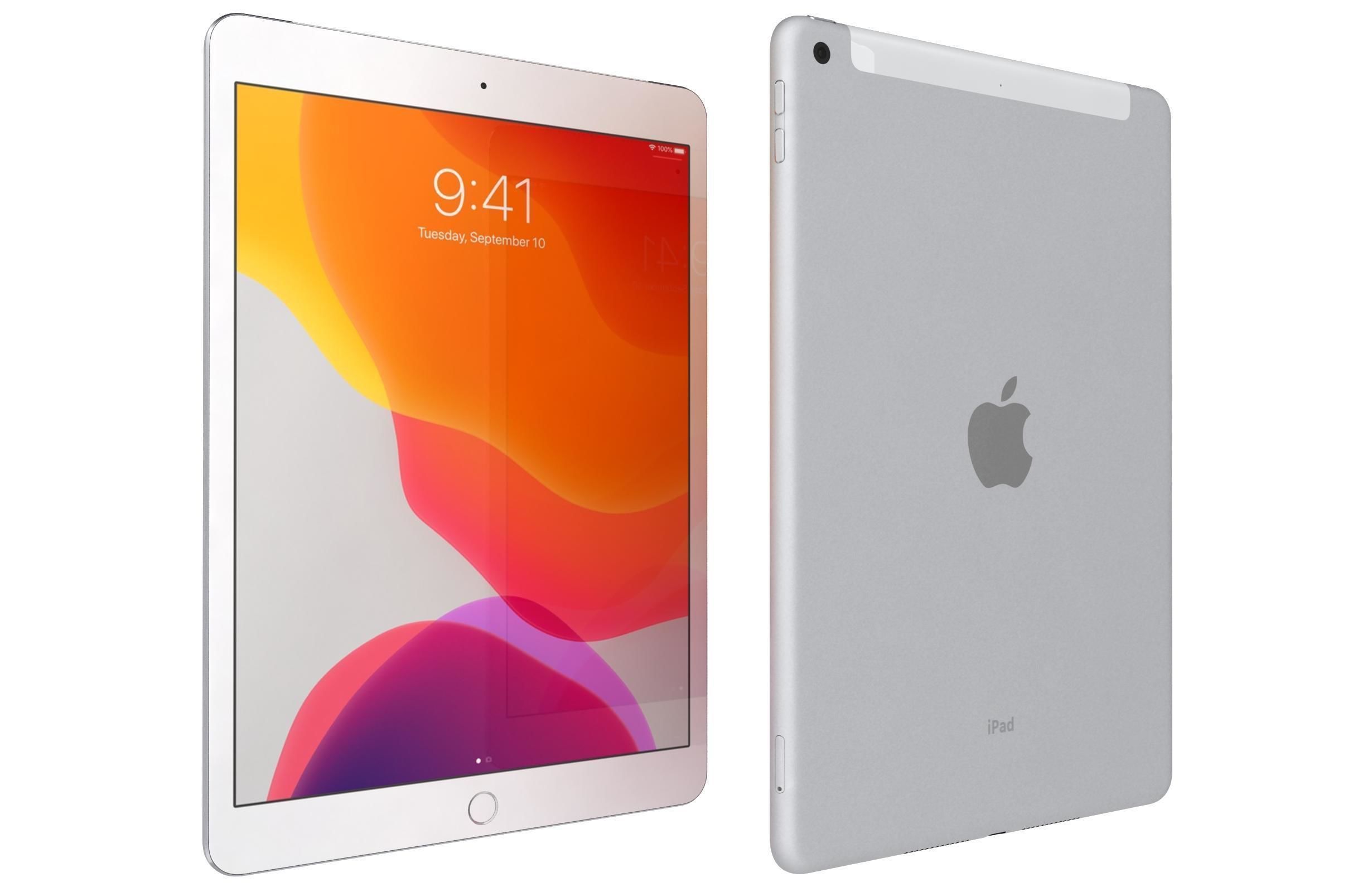 Apple iPad 8 10 2 2020 WiFi and Cellular Silver 3D model_7
