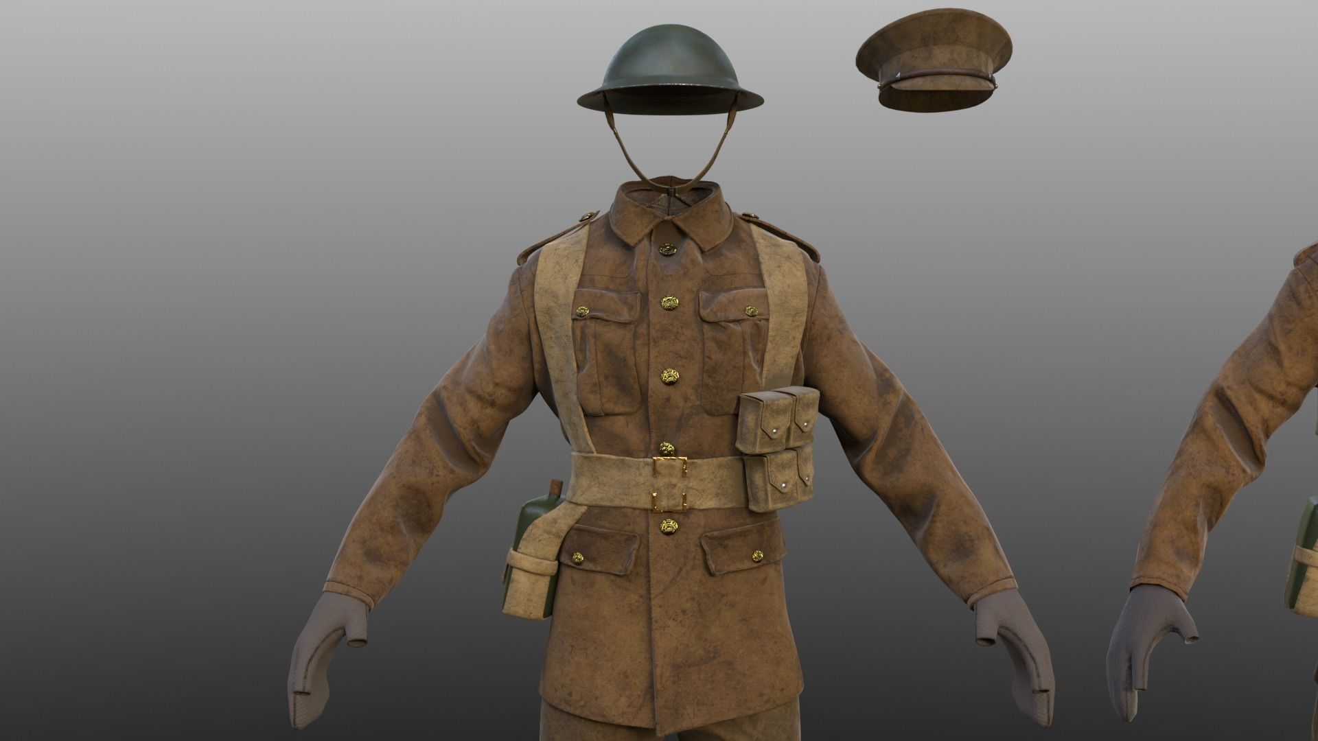 British WW1 Uniform and Lee Enfield MK III Low-poly 3D model_4