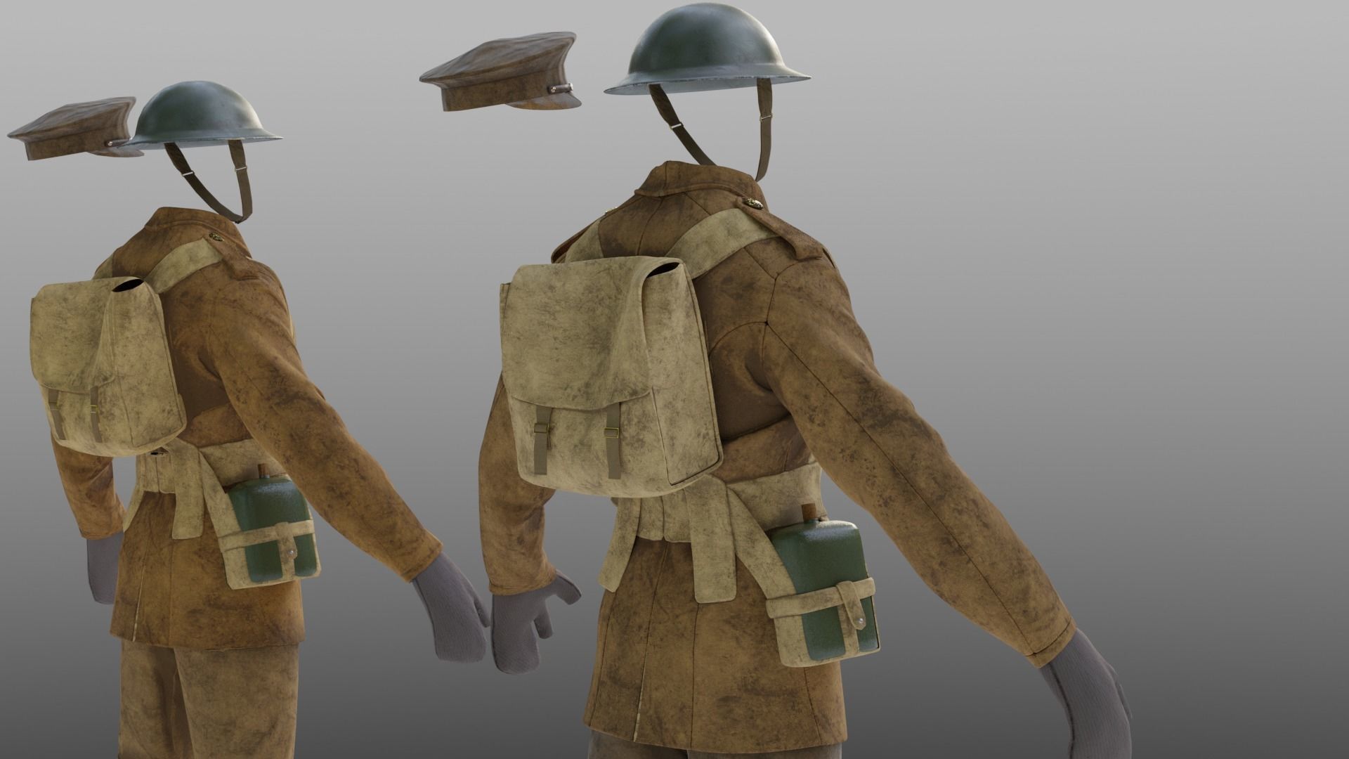 British WW1 Uniform and Lee Enfield MK III Low-poly 3D model_8