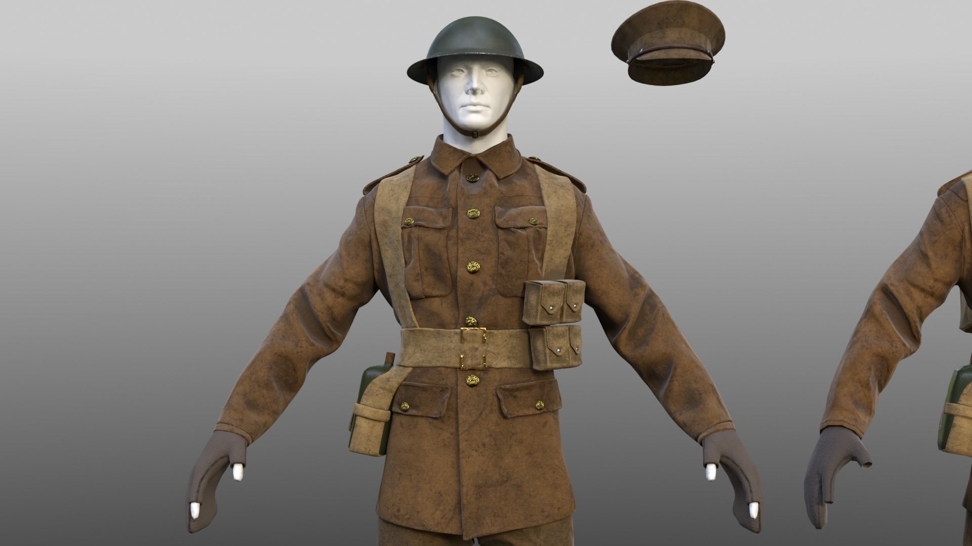 British WW1 Uniform and Lee Enfield MK III Low-poly 3D model_3