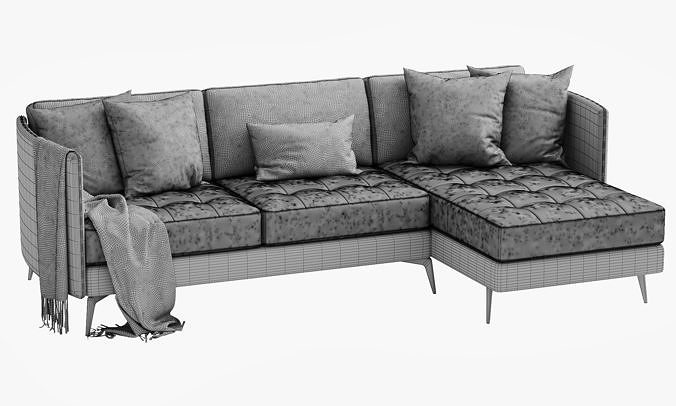 Boconcept osaka 3 chaise lounge 3D model 4