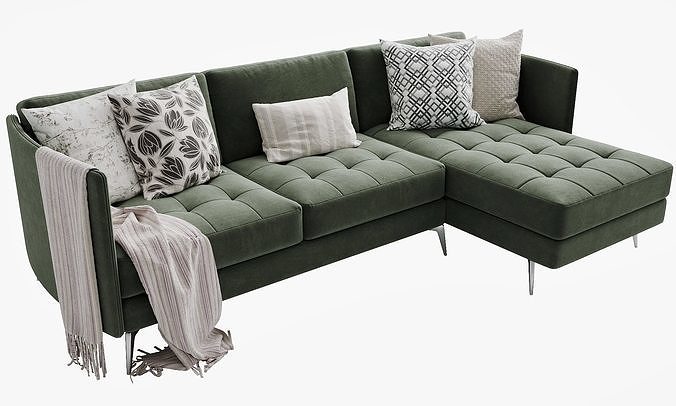 Boconcept osaka 3 chaise lounge 3D model 6