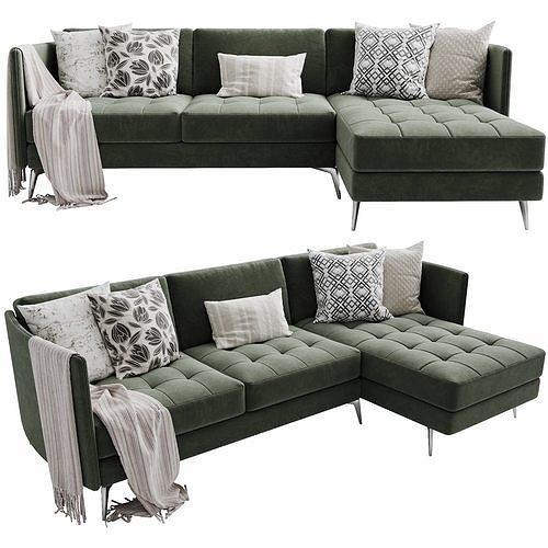 Boconcept osaka 3 chaise lounge 3D model 2