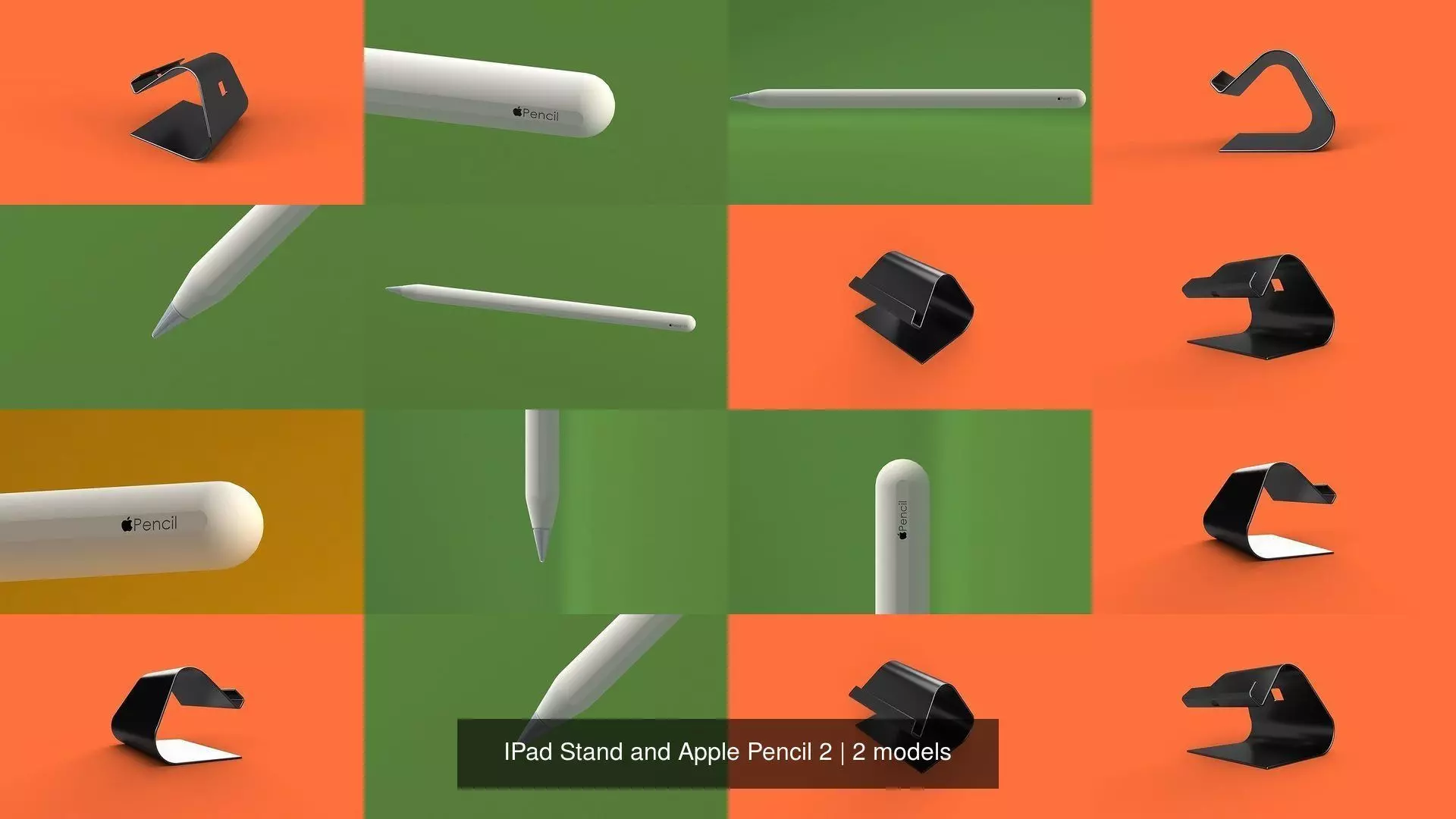IPad Stand and Apple Pencil 2 3D Model Collection_0