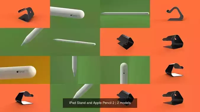 IPad Stand and Apple Pencil 2 3D Model Collection
