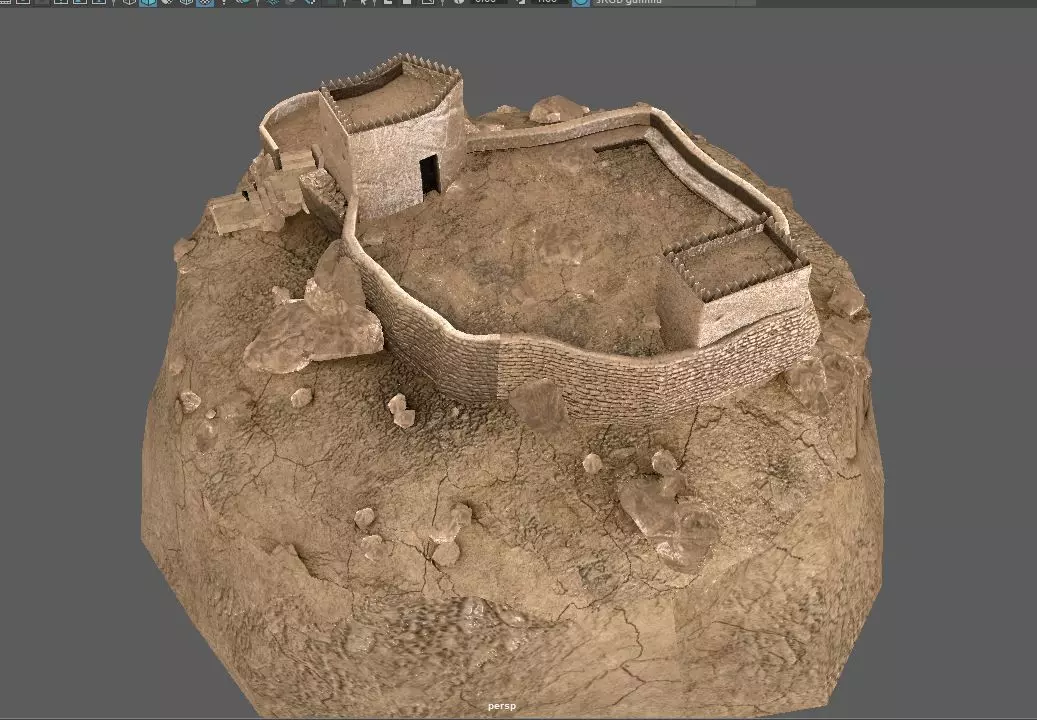 Old-Fort castle Low-poly 3D model_0