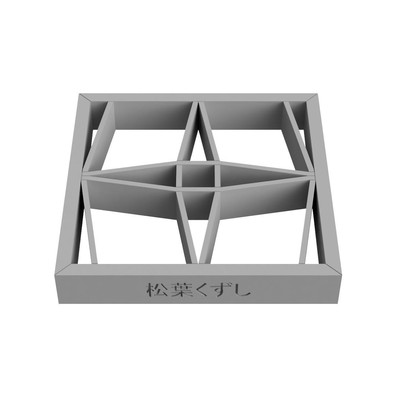 Matsubakuzushi wooden window frame with geometric design 3D print model_3