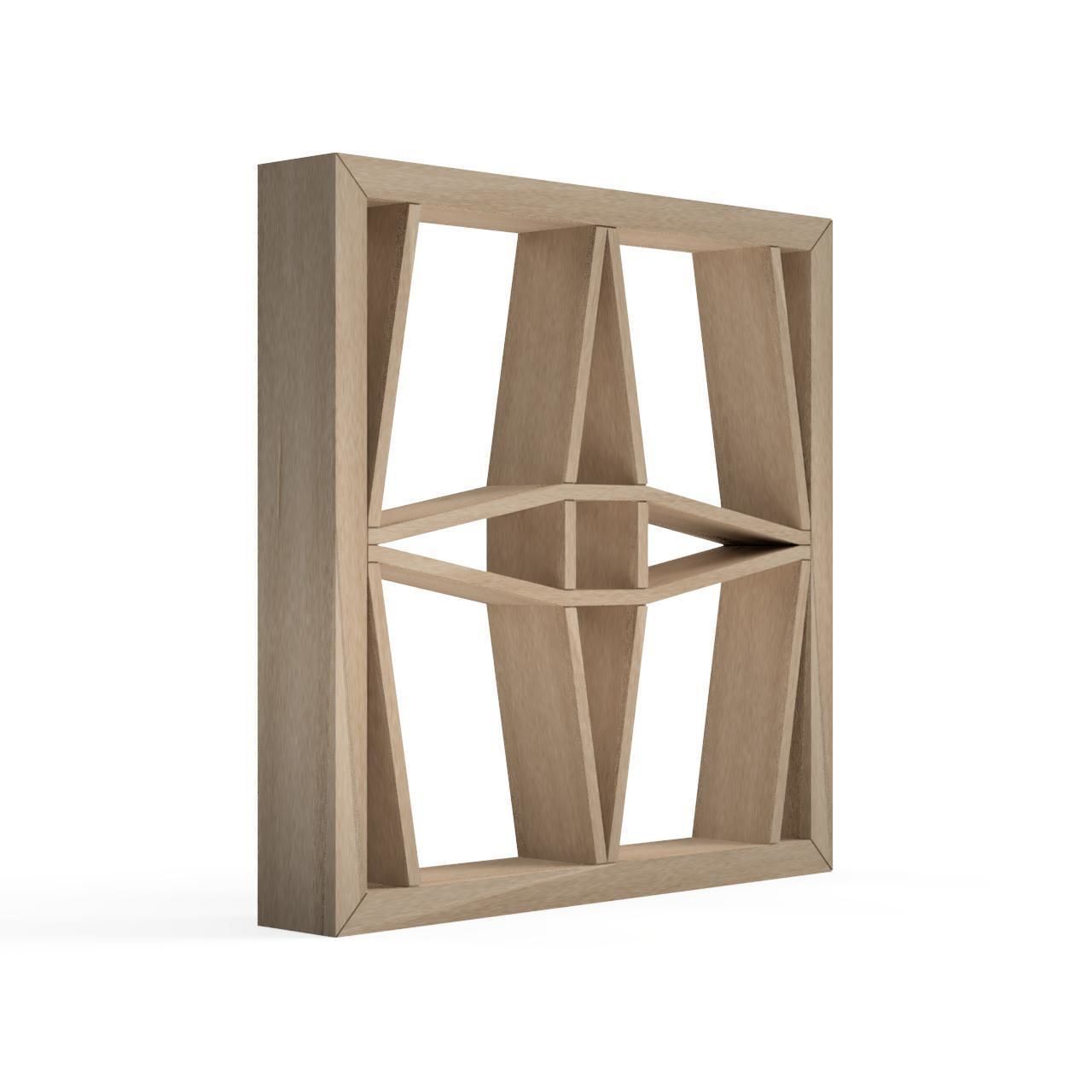 Matsubakuzushi wooden window frame with geometric design 3D print model_2