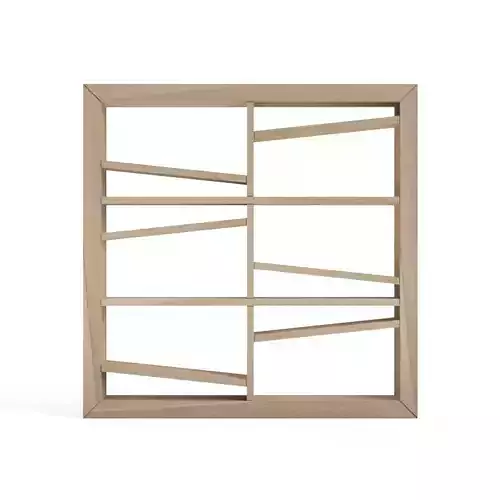 Yokosuehiro wooden shelf with four squares 3D print model