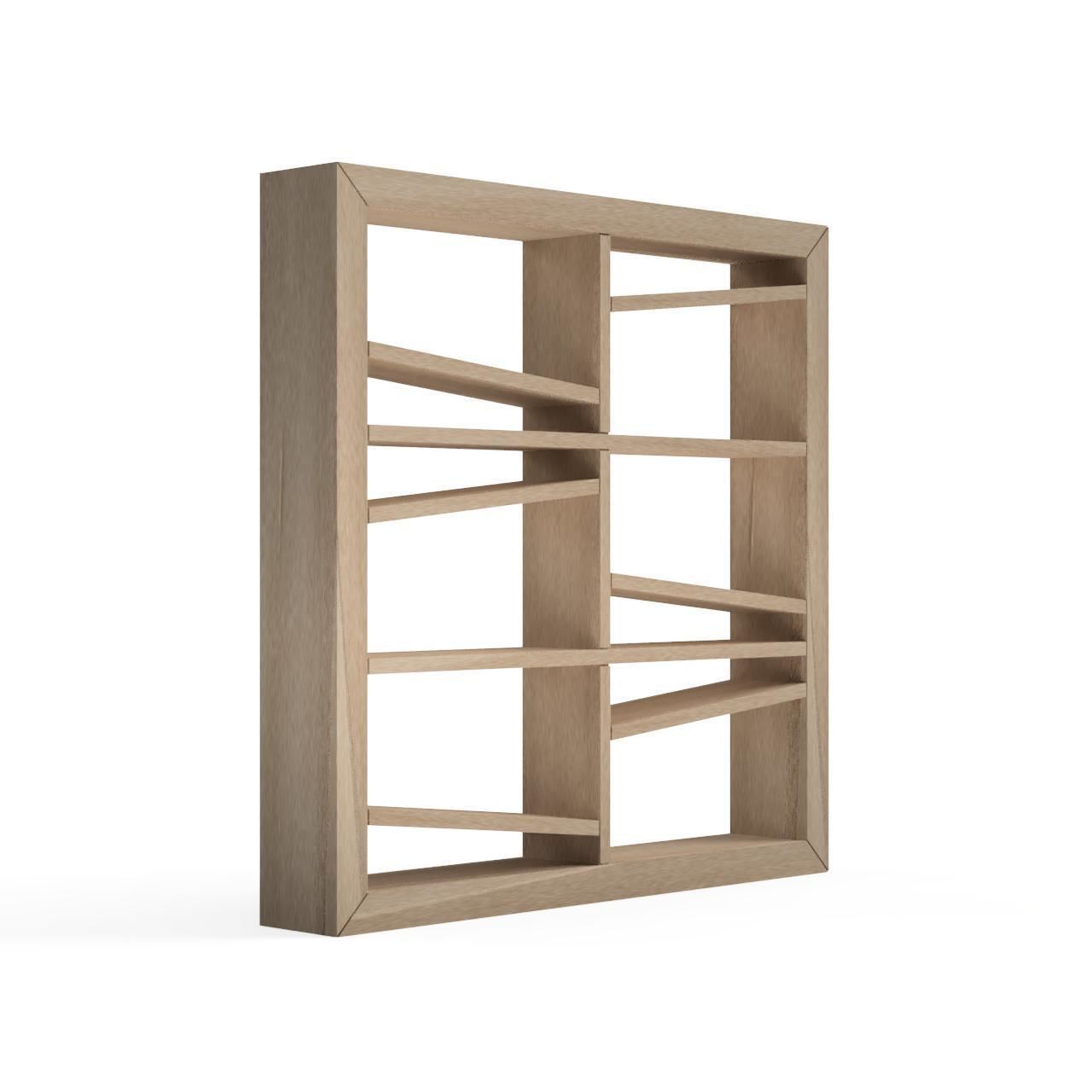 Yokosuehiro wooden shelf with four squares 3D print model_2