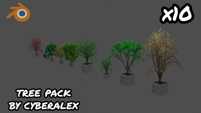 NEW YEAR SALE tree and flower pack x10 by cyberalex Free low-poly 3D model