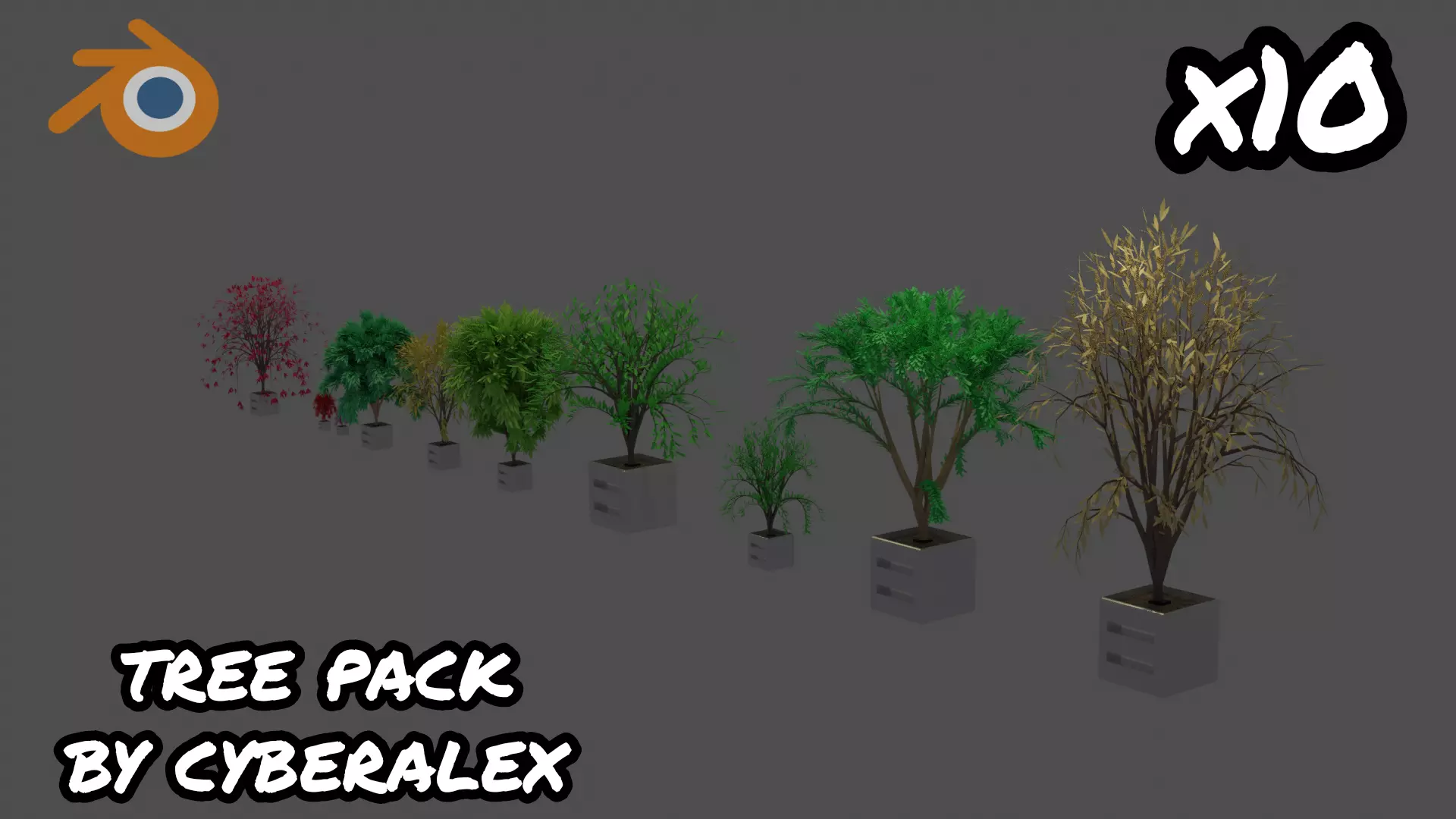 NEW YEAR SALE tree and flower pack x10 by cyberalex Free low-poly 3D model