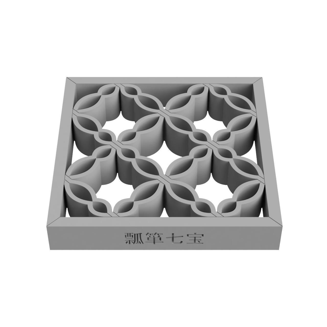 Hyotanshippo wooden frame with intricate design 3D print model_3