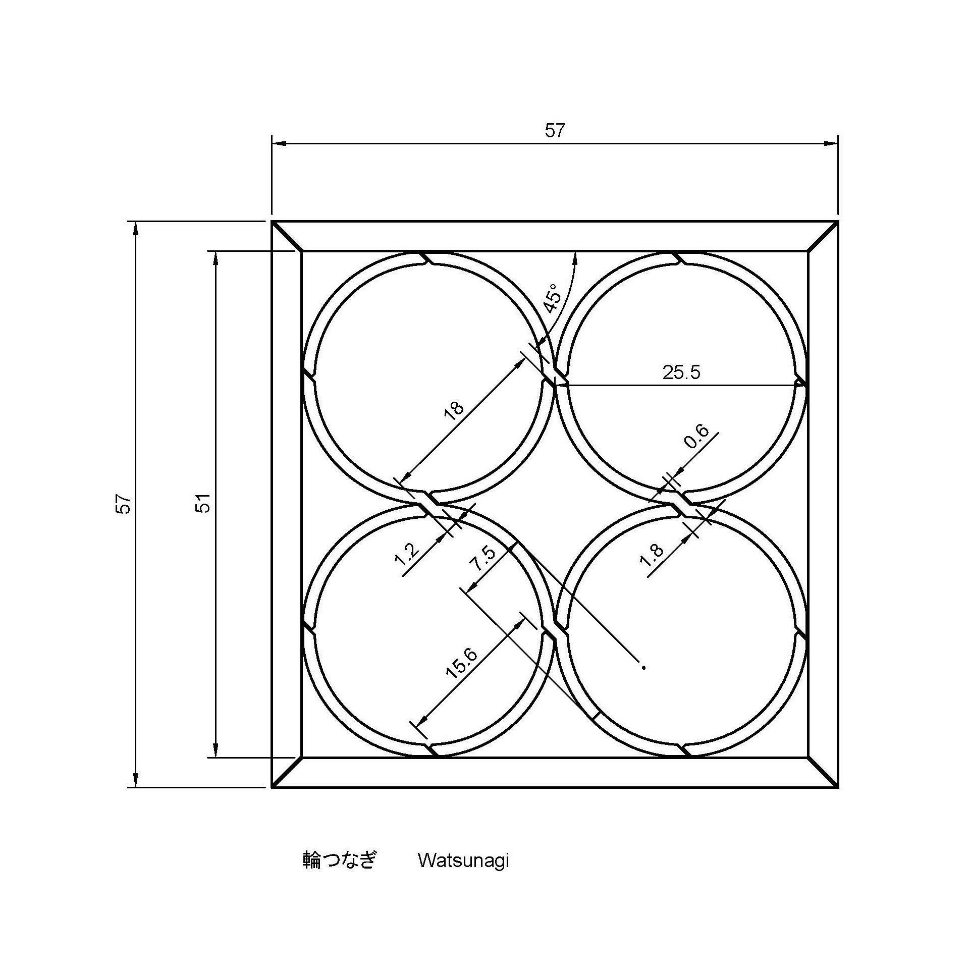 Watsunagi four circles in wooden frame 3D print model_1