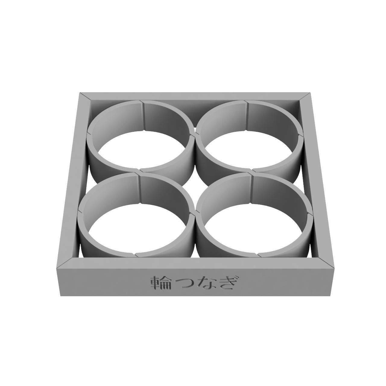 Watsunagi four circles in wooden frame 3D print model_3