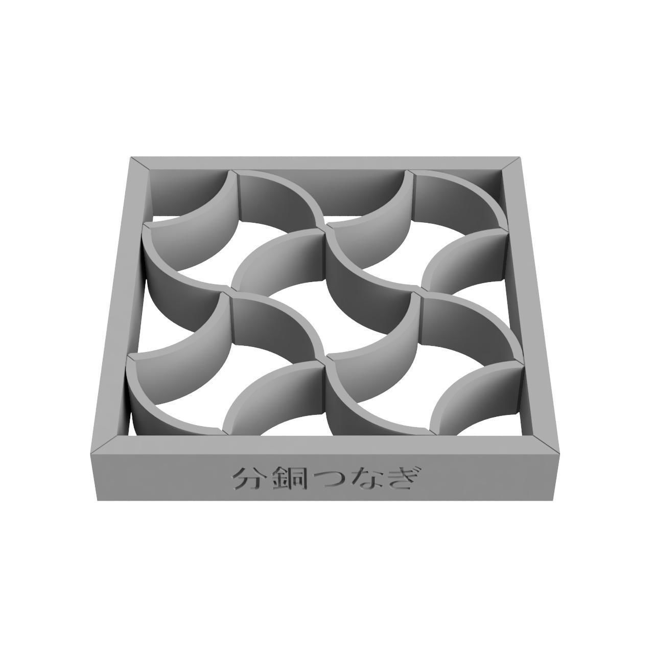 Bundotsunagi wooden frame with geometric design 3D print model_3