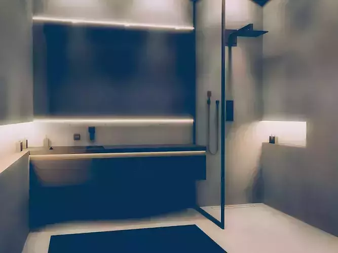 Mens bathroom black and grey 3D model