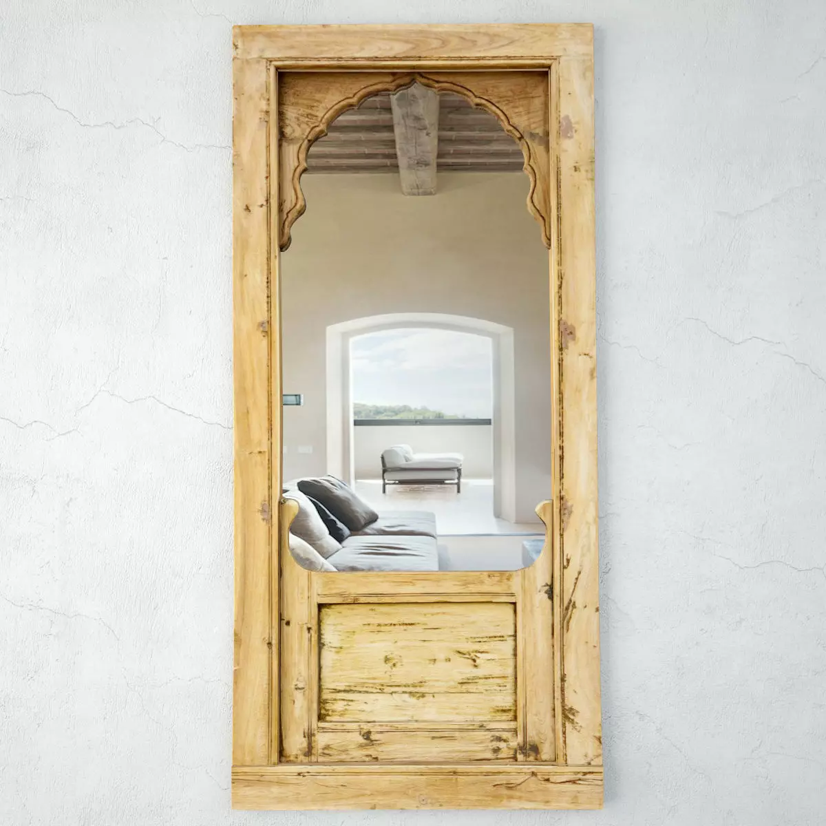 19th Century Bleached Mandwa Arch Mirror 3D model_0