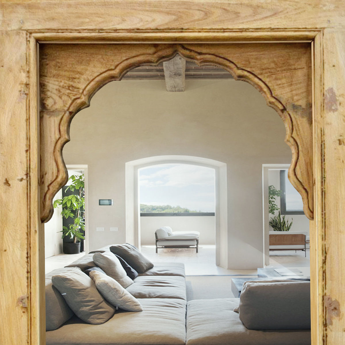 19th Century Bleached Mandwa Arch Mirror 3D model_5