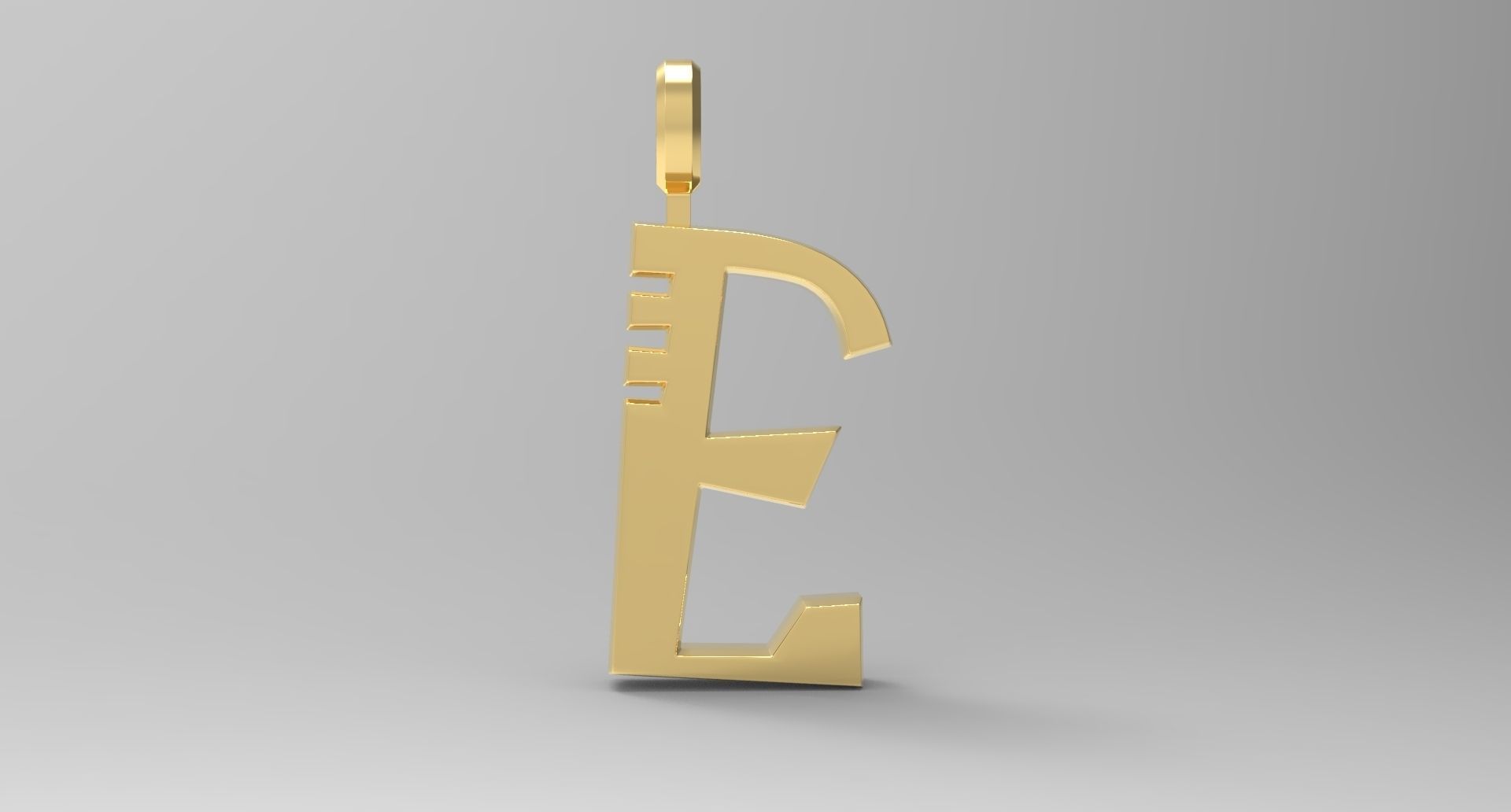 E Letter Pendant Gold 3D print model_1