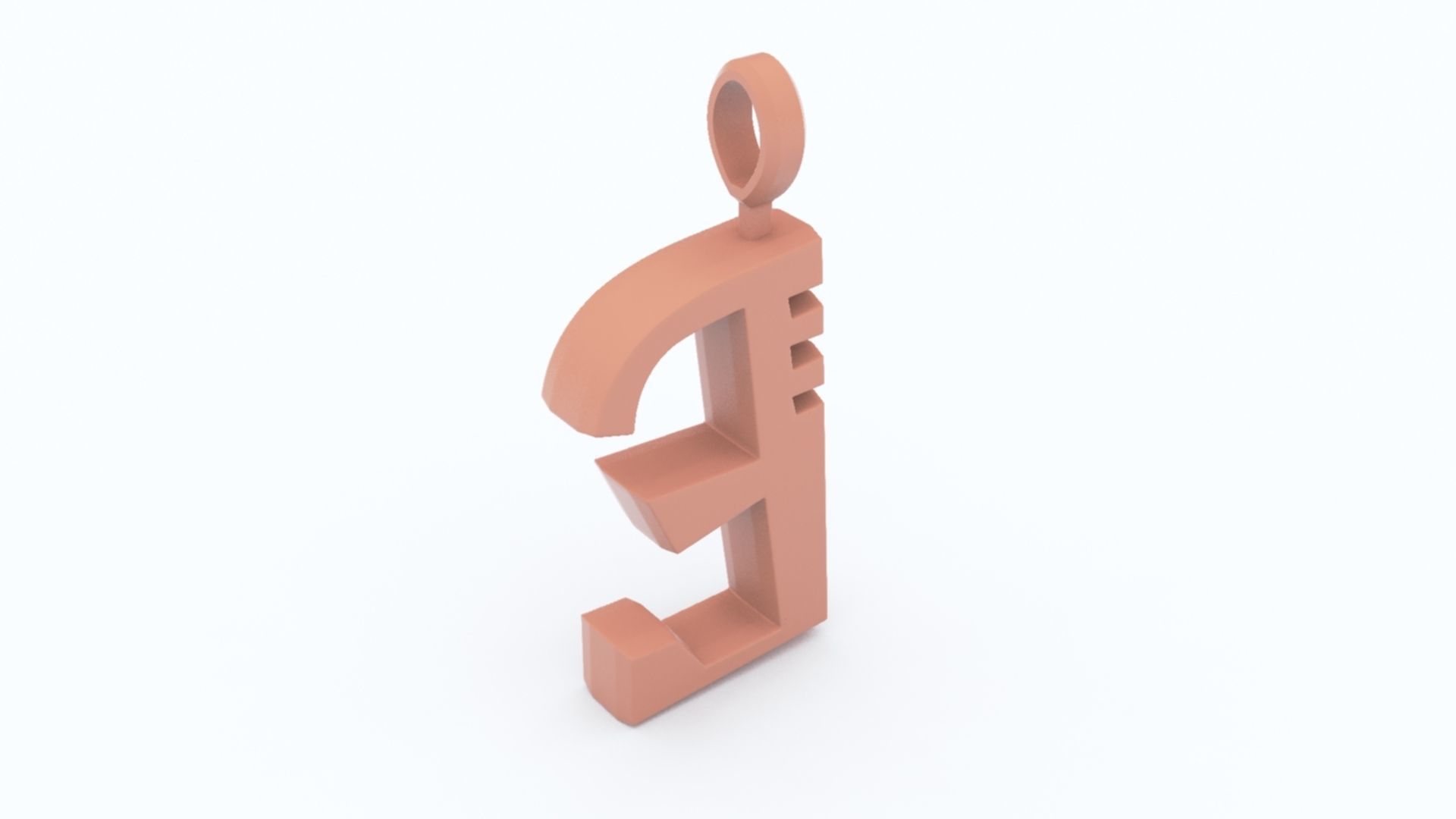 E Letter Pendant Gold 3D print model_6