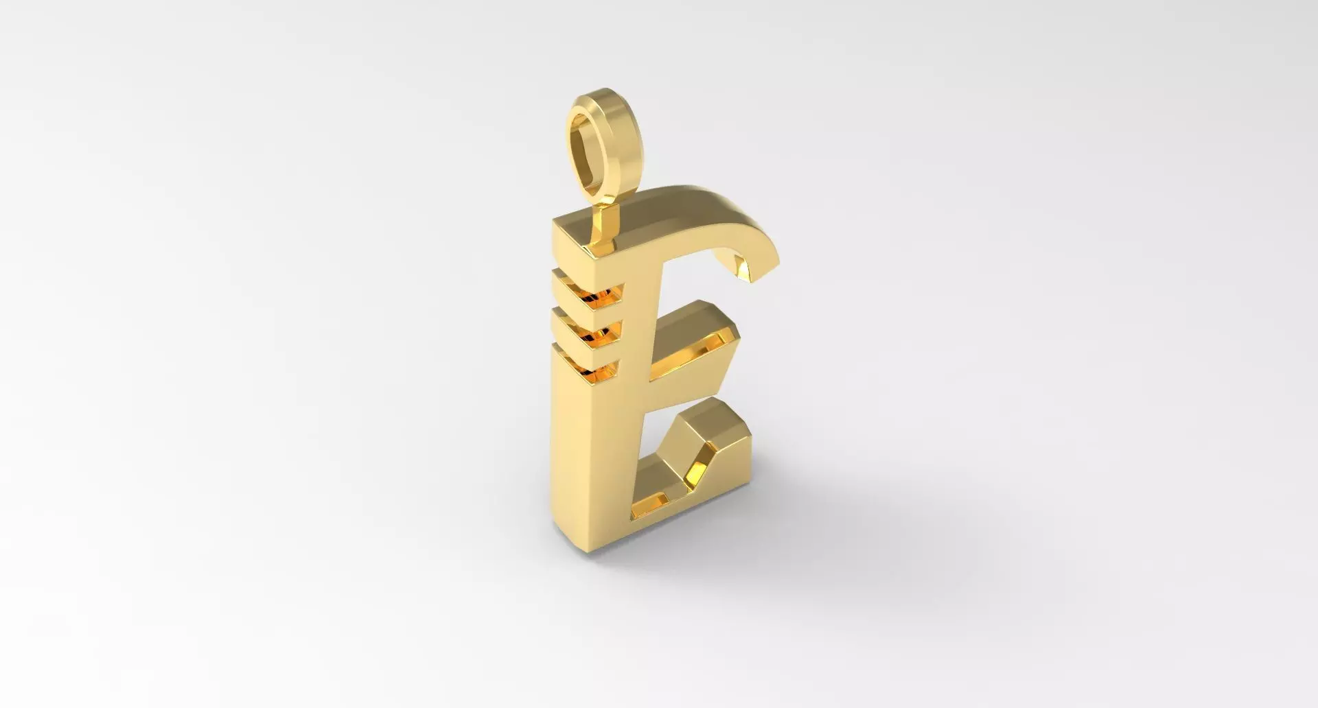 E Letter Pendant Gold 3D print model_0