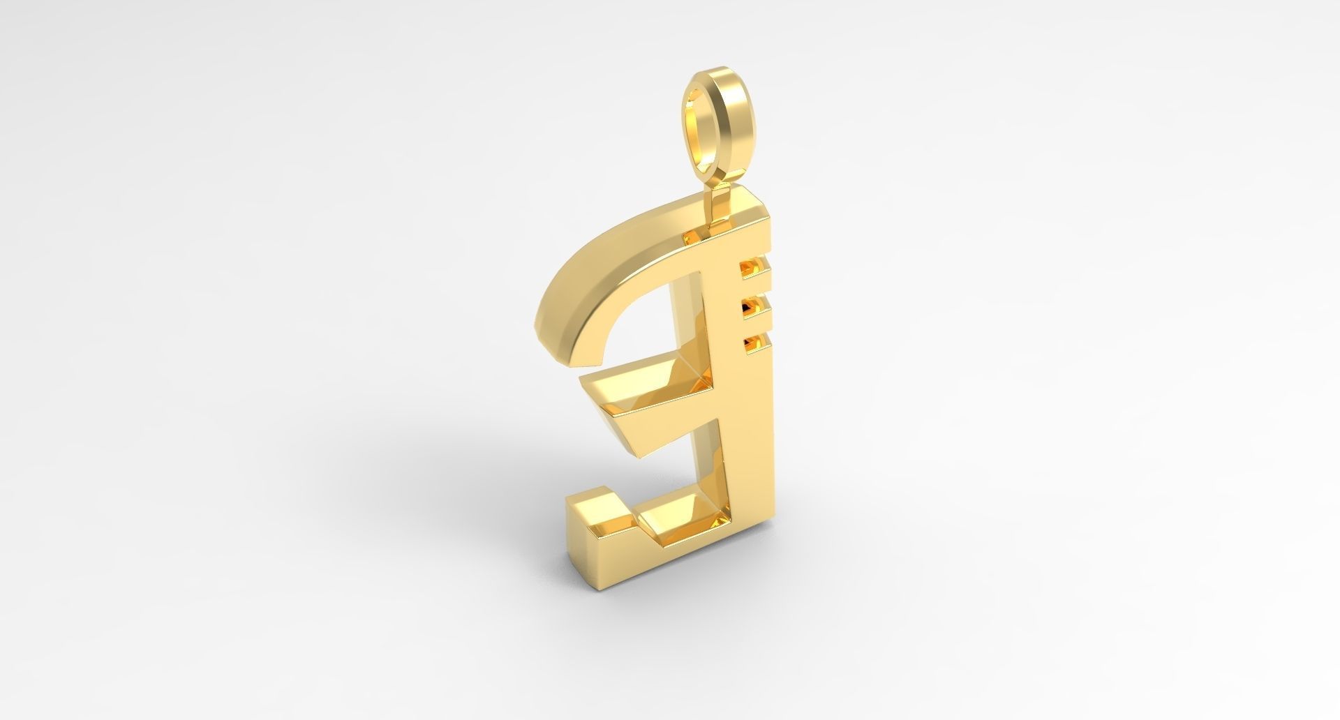 E Letter Pendant Gold 3D print model_2