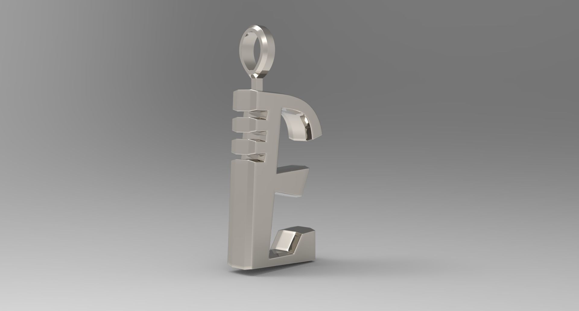 E Letter Pendant Platinum 3D print model_3
