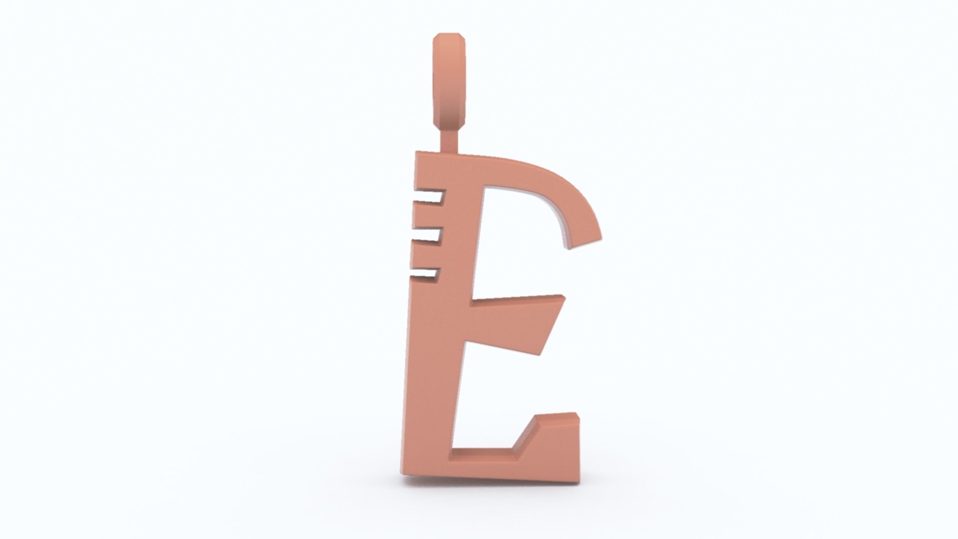 E Letter Pendant Platinum 3D print model_5