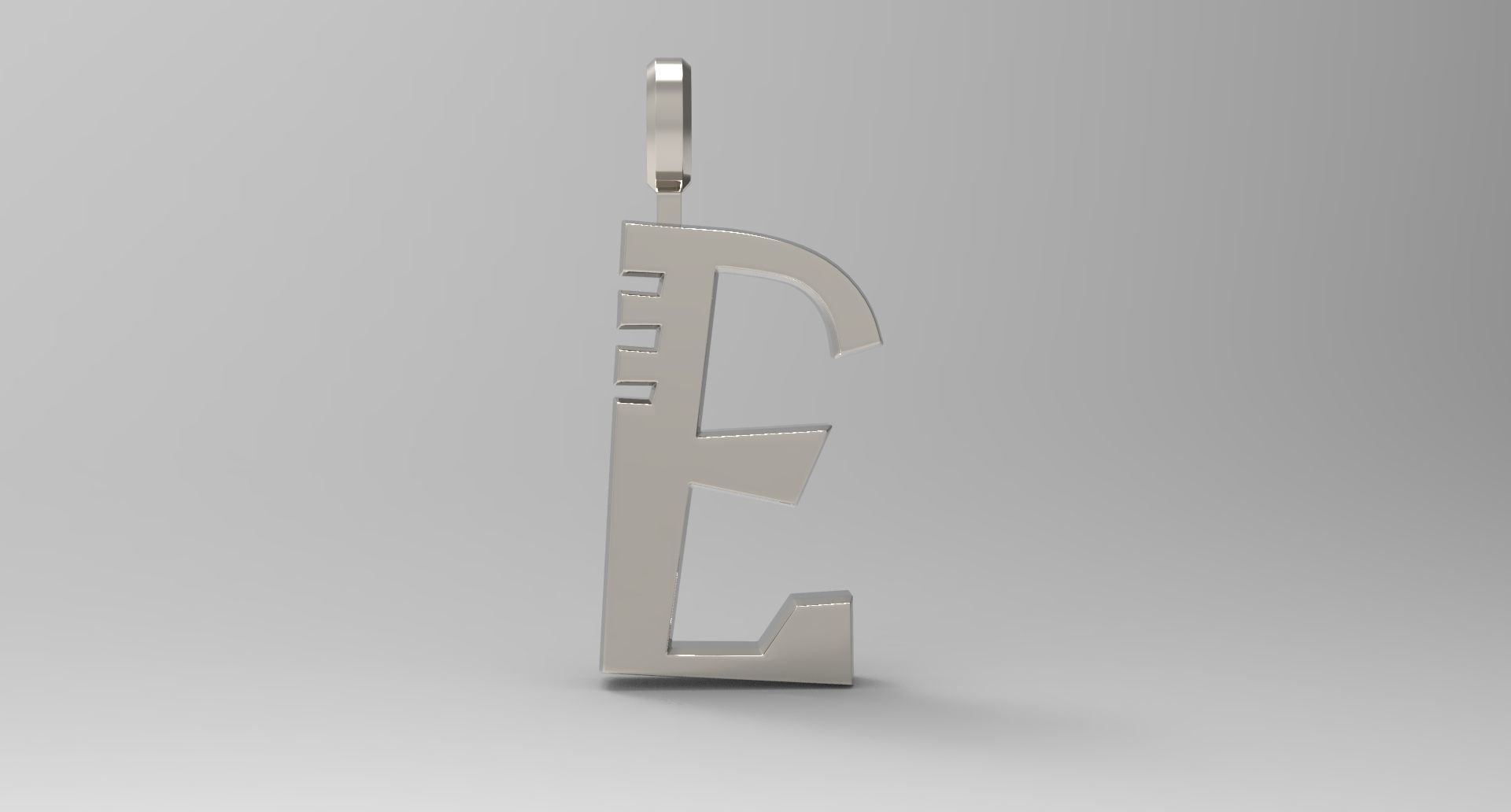 E Letter Pendant Platinum 3D print model_1