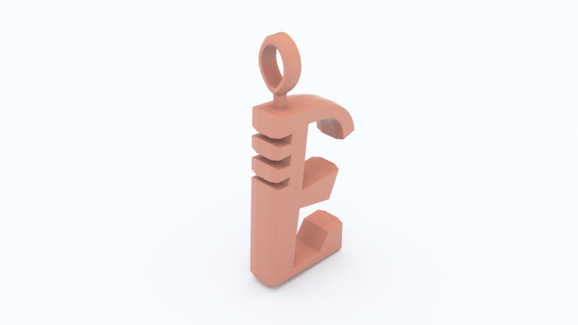 E Letter Pendant Platinum 3D print model_4