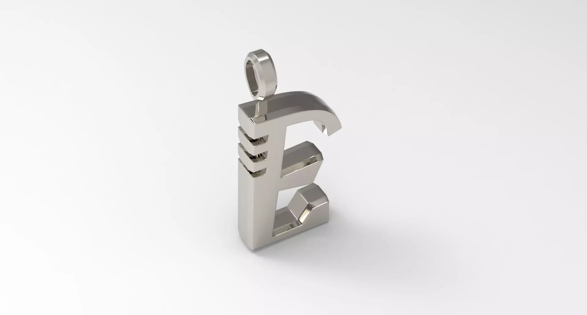 E Letter Pendant Platinum 3D print model_0