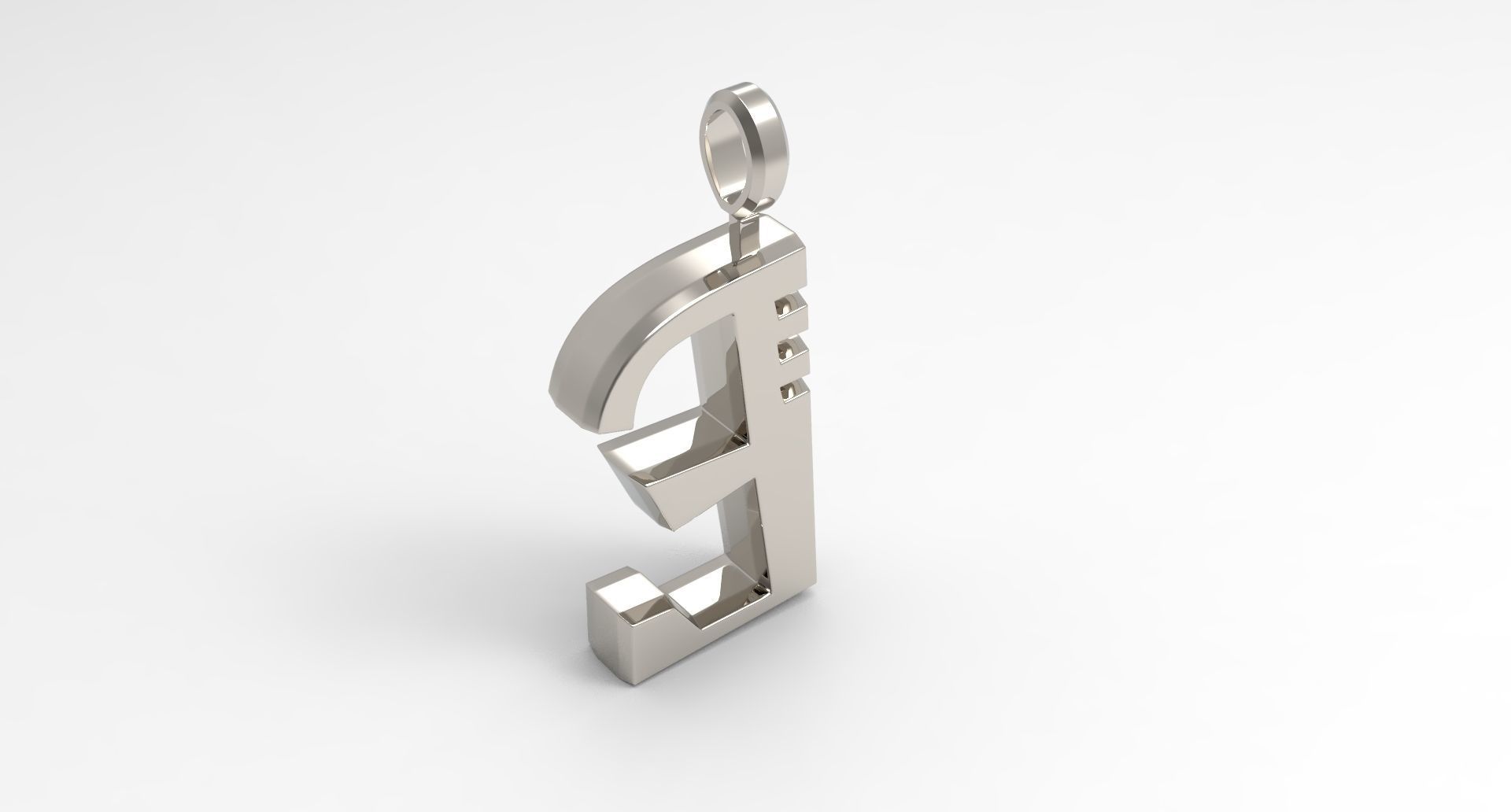 E Letter Pendant Platinum 3D print model_2